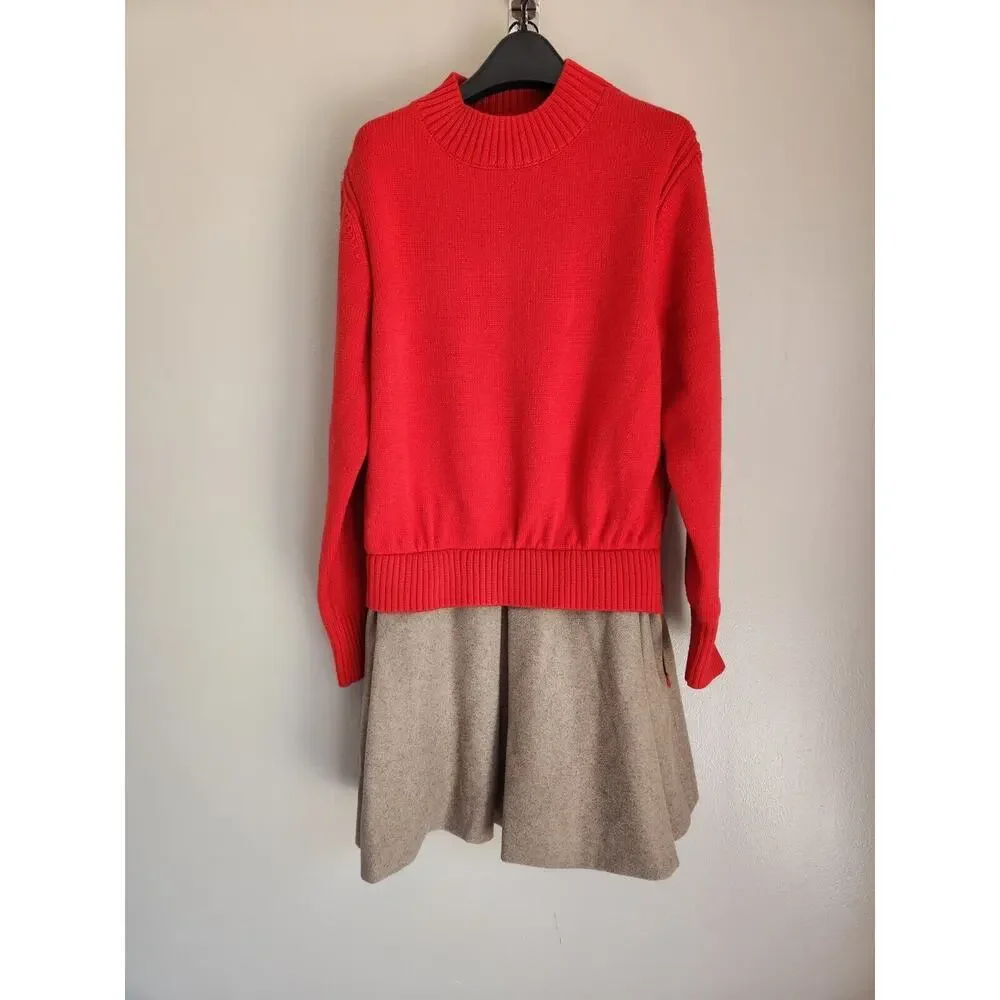 NWT Anthropologie Mare Mare Twofer Mock-Neck Sweater dress Sz S Red 9A401 - Picture 2 of 11